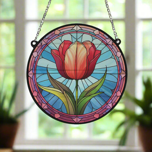Tulip Stained Glass Effect Suncatcher